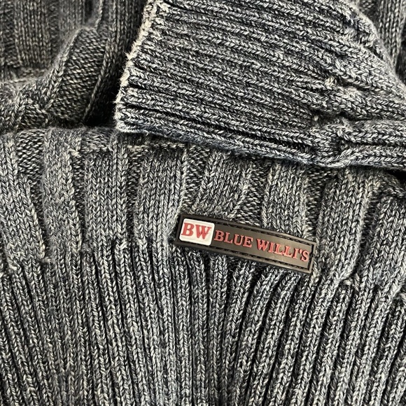 Blue Willis Blue Cotton Knit 1/4 Snap Danish Design Heavy Sweater Men Size XXL - Picture 5 of 8